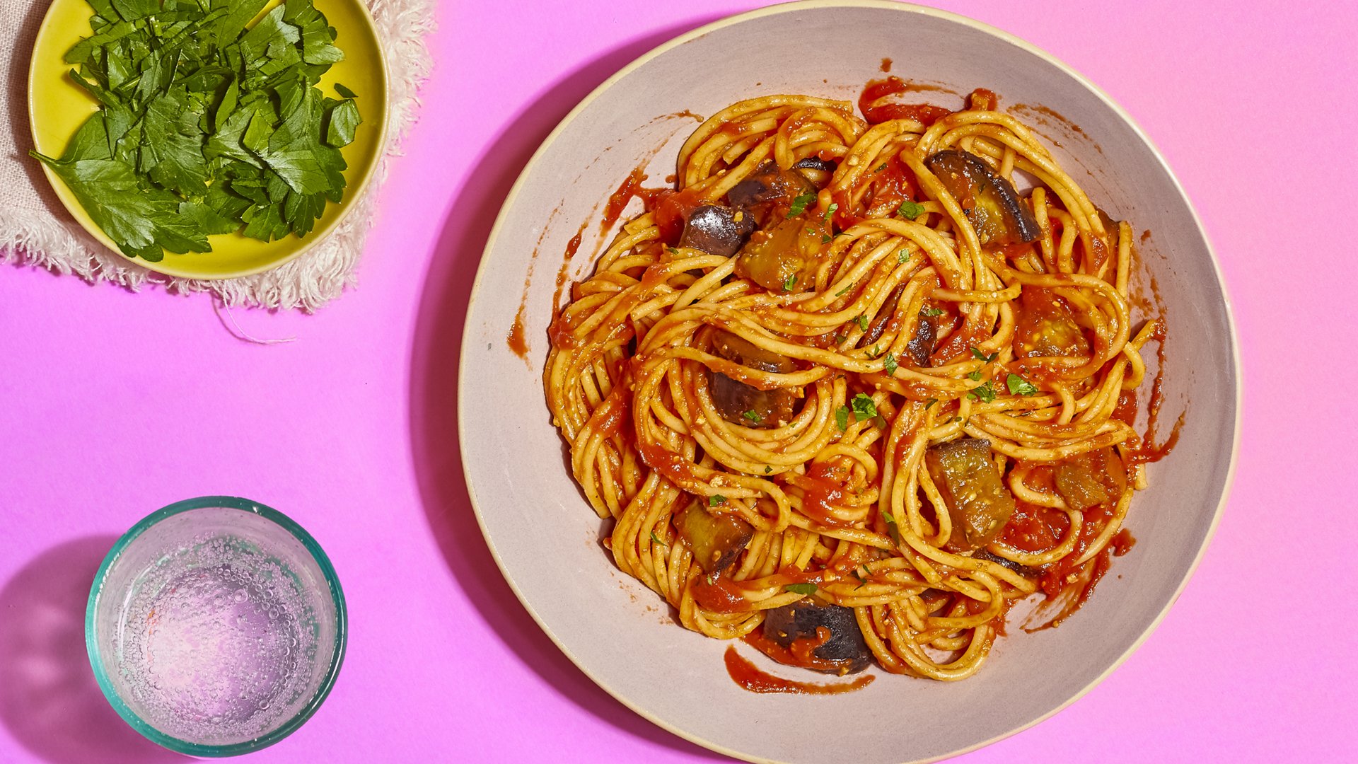 Miso Aubergine Tomato Spaghetti Recipe