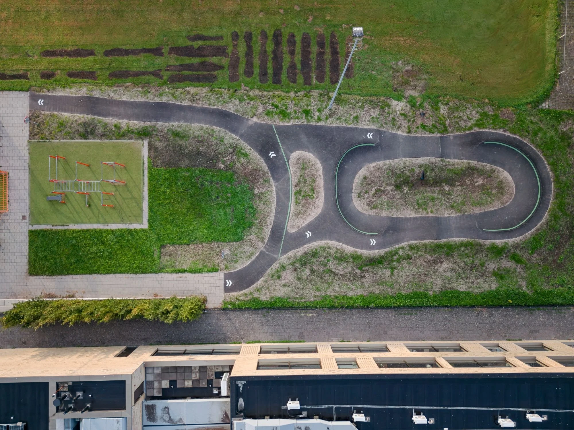 Pumptrack Morgenstond in Den Haag vanuit de lucht