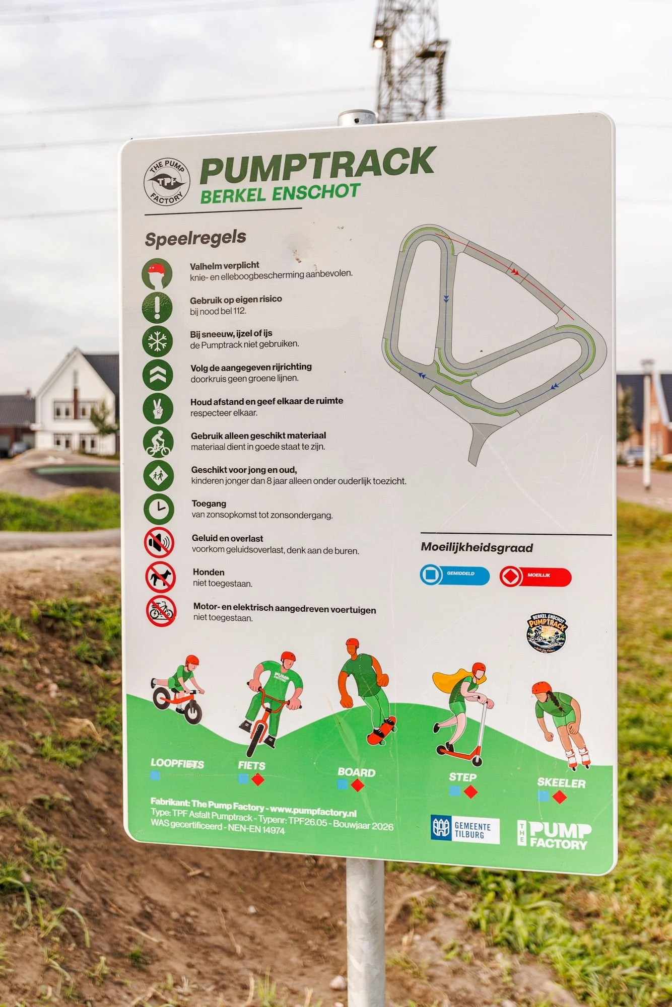 Informatiebord met speelregels bij pumptrack Berkel-Enschot