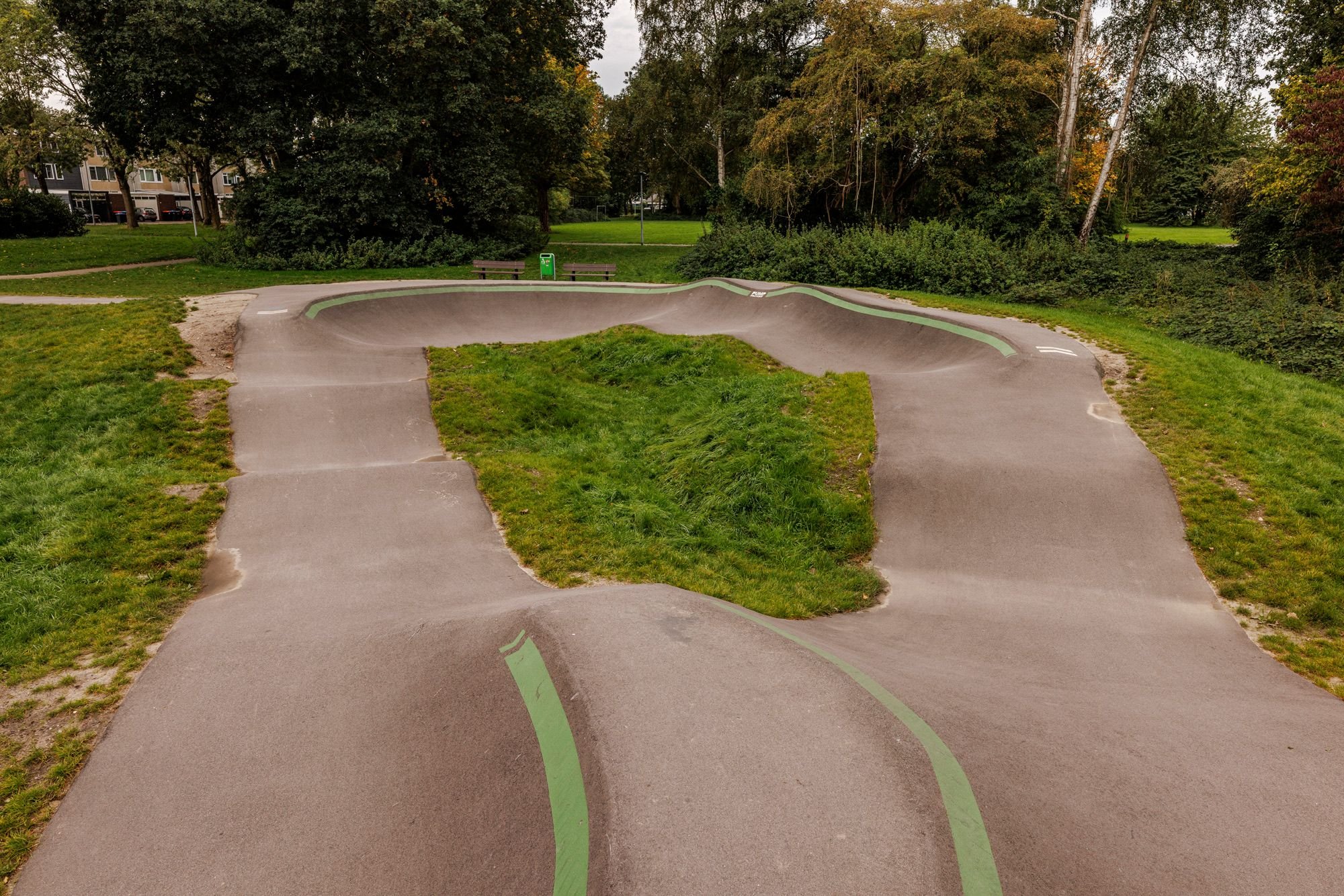 Rechte strook met rollers op pumptrack Lelystad