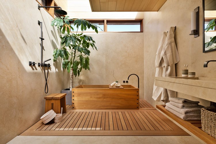 Studio PCH · Nobu Ryokan Malibu  Bathroom interior, House interior,  Bathroom inspiration