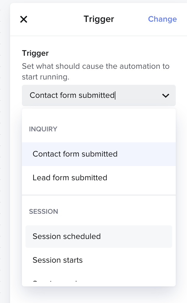 Example of HoneyBook Automation Triggers