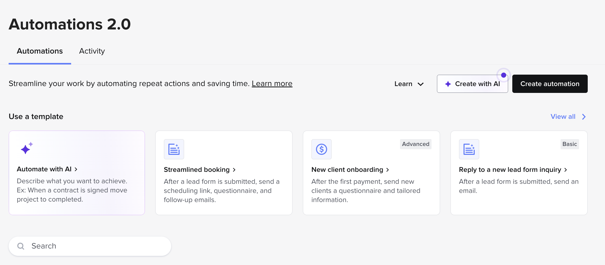 HoneyBook Automations 2.0 Builder