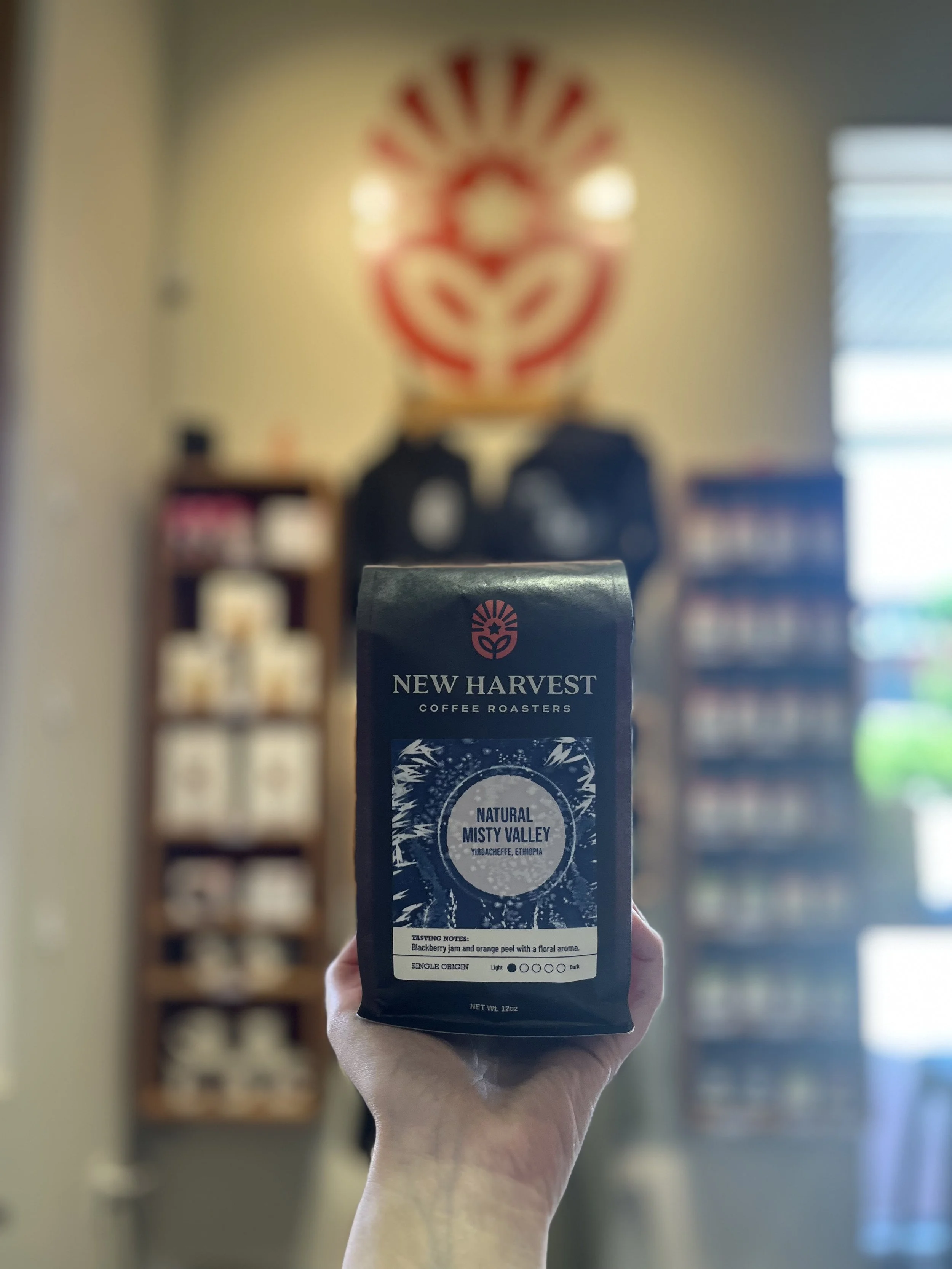 Custom Label designed for New Harvest Coffee Roaster's single origin Misty Valley 