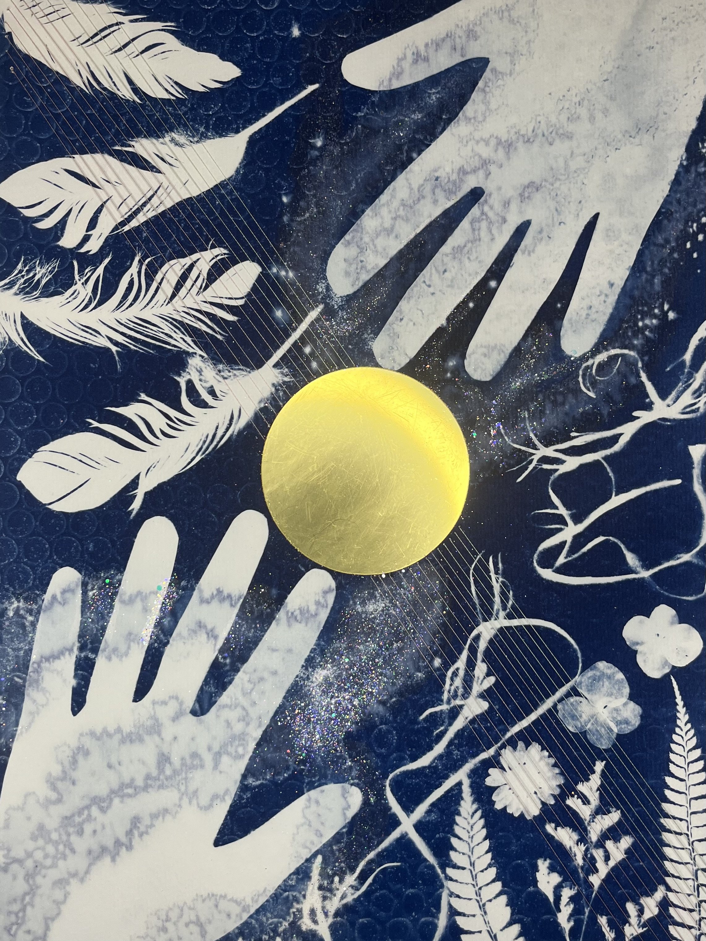 The Cosmic Symphony: mixed media cyanotype for In-Between Exhibition (2025) 