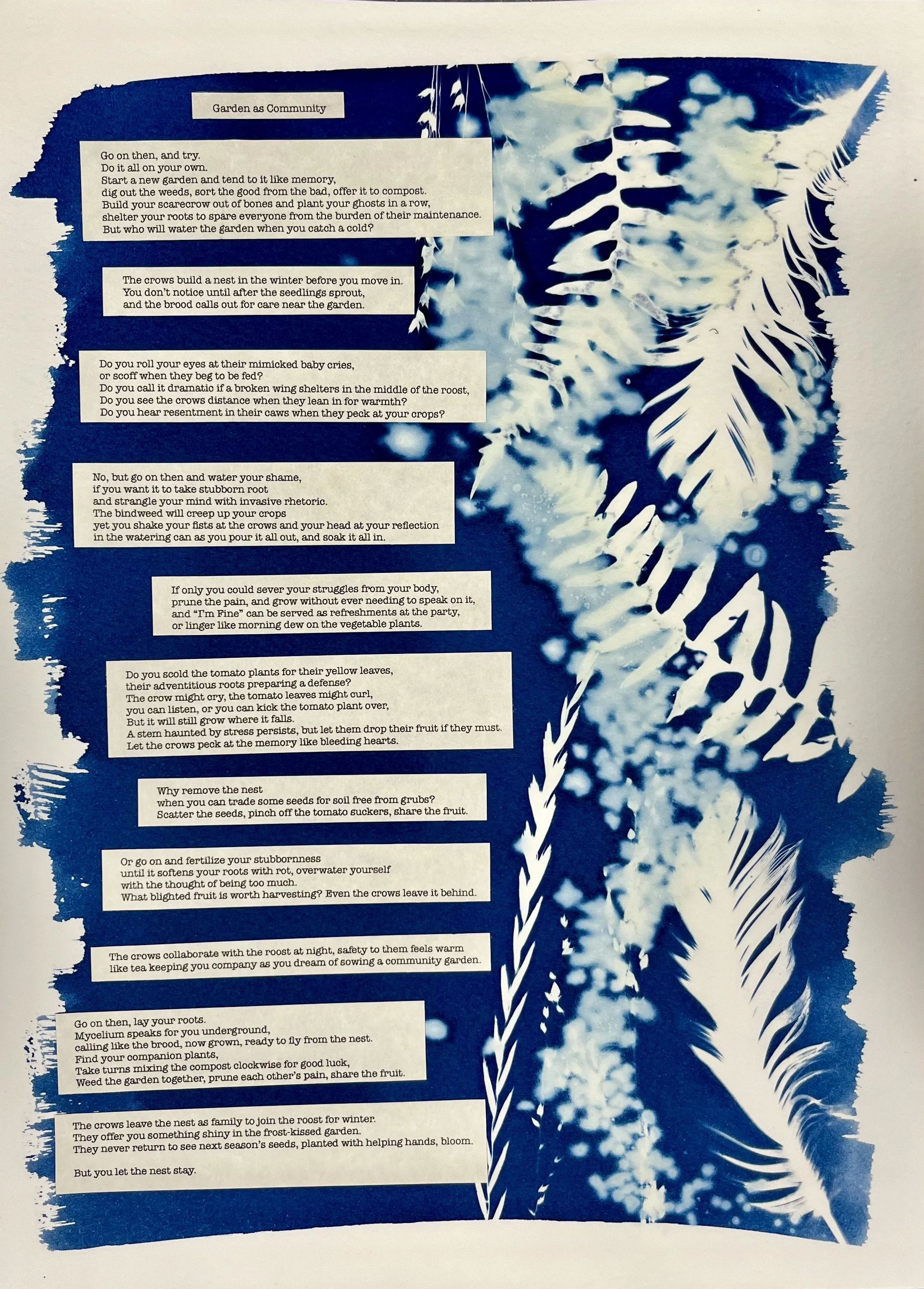 "Garden as Community" (Accompanying Poem)
Featured in We All Live Here Together exhibition by Creature Conserve at the Providence Public Library. On view: Aug 9 - Sep 5, 2024