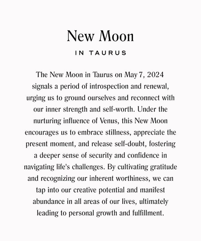 For me, astrology is a really fun tool for self discovery, and following the lunar cycles is one way I take time to check in with myself amidst the busy-ness of life. So, as we gear up for tomorrow&rsquo;s New Moon in Taurus, it&rsquo;s time to slow 
