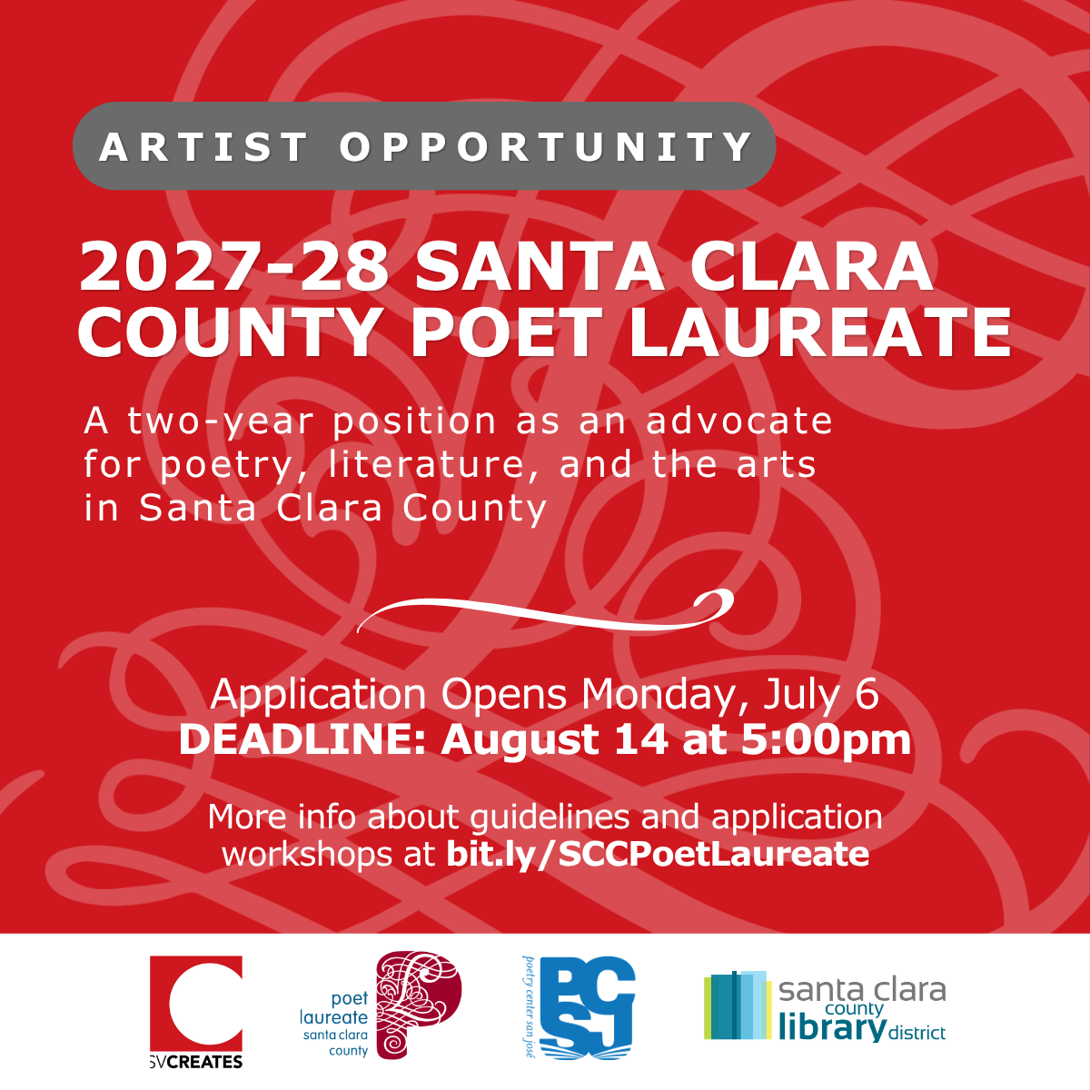 Application Open for Santa Clara County Poet Laureate 2027–28