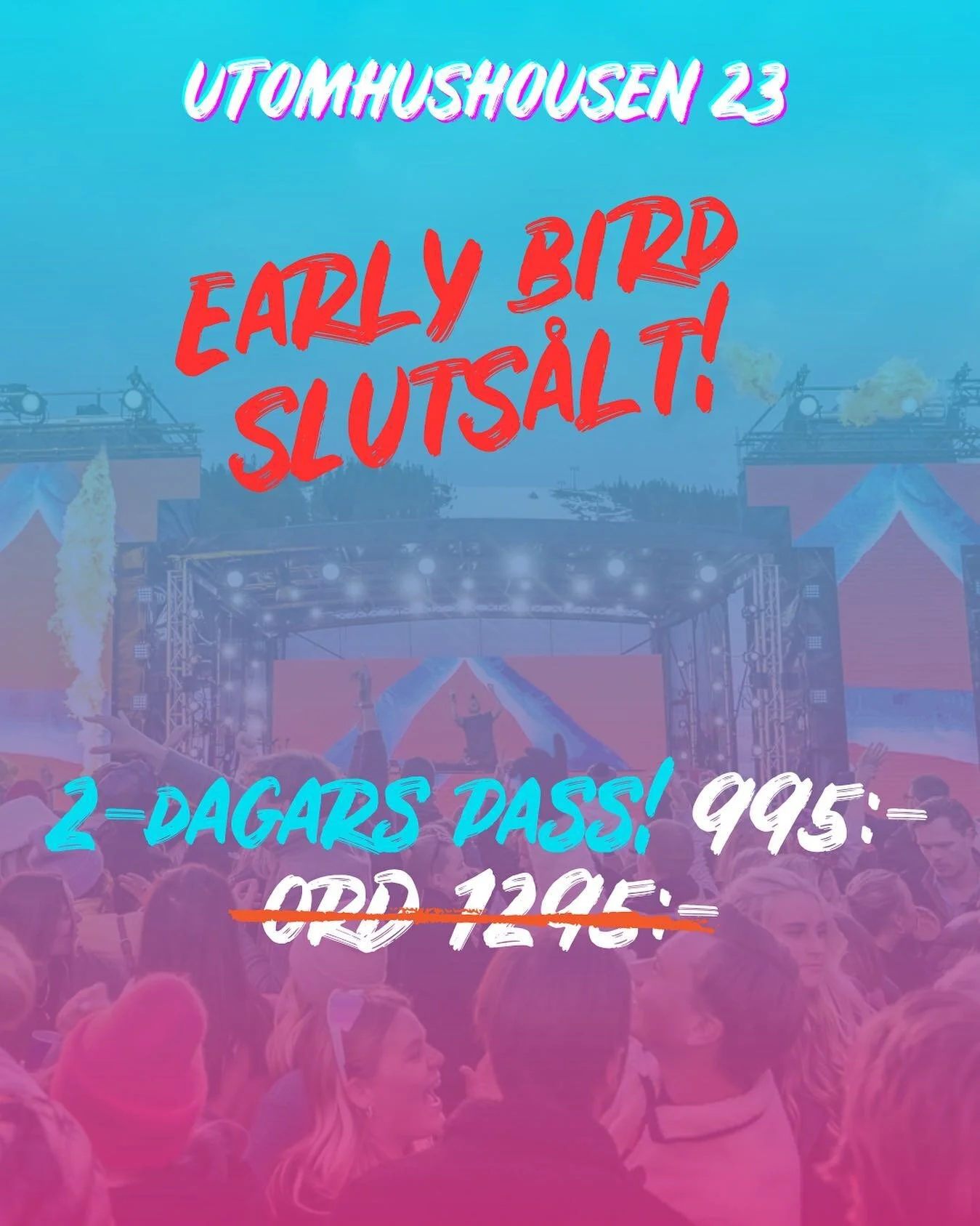 Galet Early Bird Sluts&aring;lt 🙌 S&auml;kra din biljett f&ouml;r 995 kr innan 2-dagars passet h&ouml;js till ord pris p&aring; 1295. And also &ouml;verraskning till imorn kl 18.00 🥳

All info och festivalpass i bio.