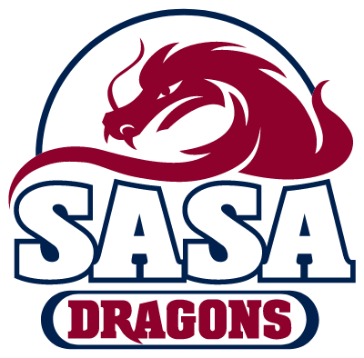 Logo of the SASA Dragons featuring a maroon dragon head and the text 'SASA Dragons'.