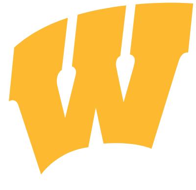 The letter 'W' in yellow with black and white outline.