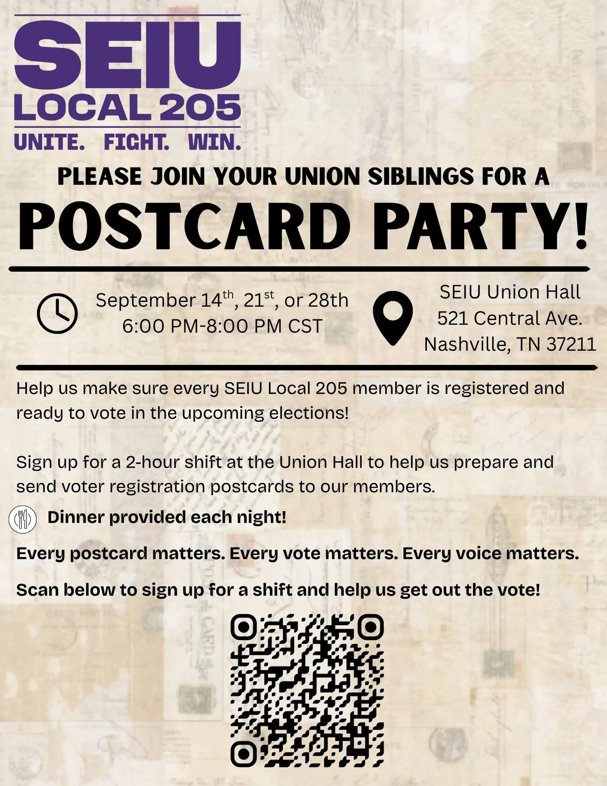 Nash: SEIU Postcard Party 