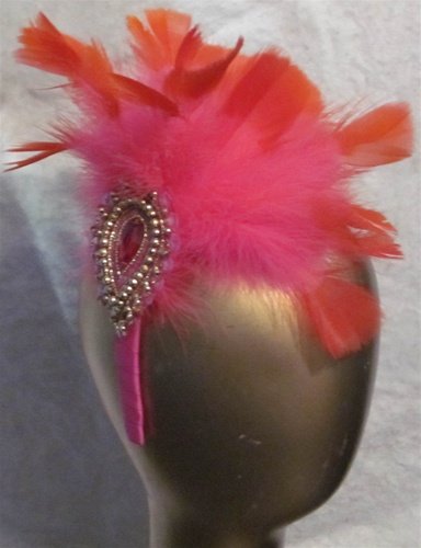 HS303 Hot Pink and Orange Fascinator