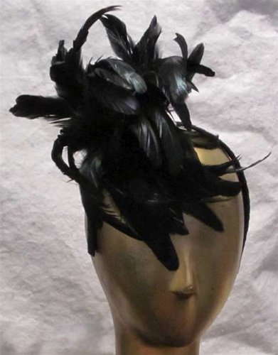 HS214 Black Coque Feather Headband