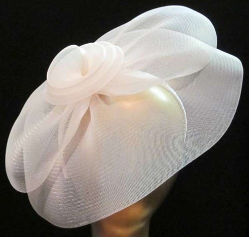 HS164 Off White Rose Center Fascinator