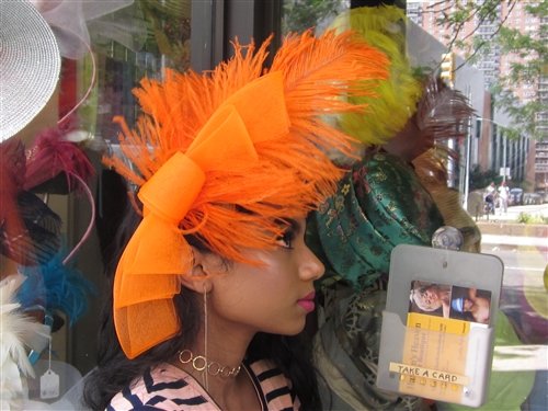 FS120 Orange Feather Fascinator