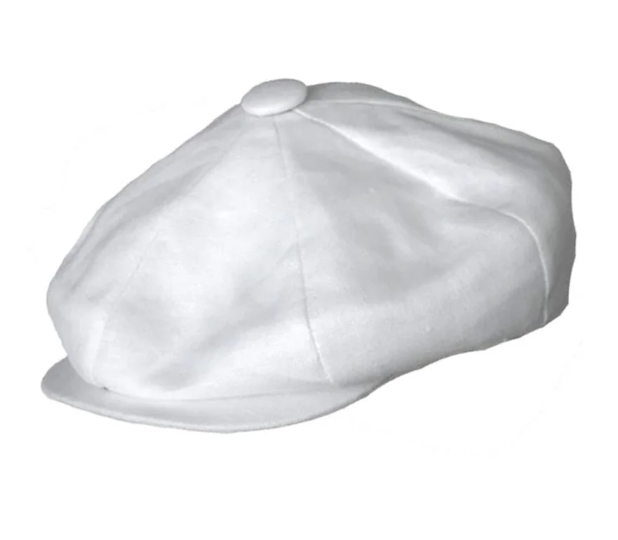 MH507 White linen Newsboy cap — Harlem's Heaven Hats