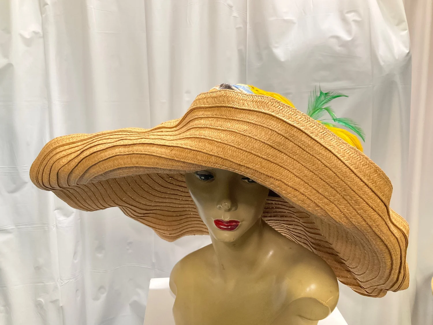 SH507 Tan extra wide brim straw hat — Harlem's Heaven Hats