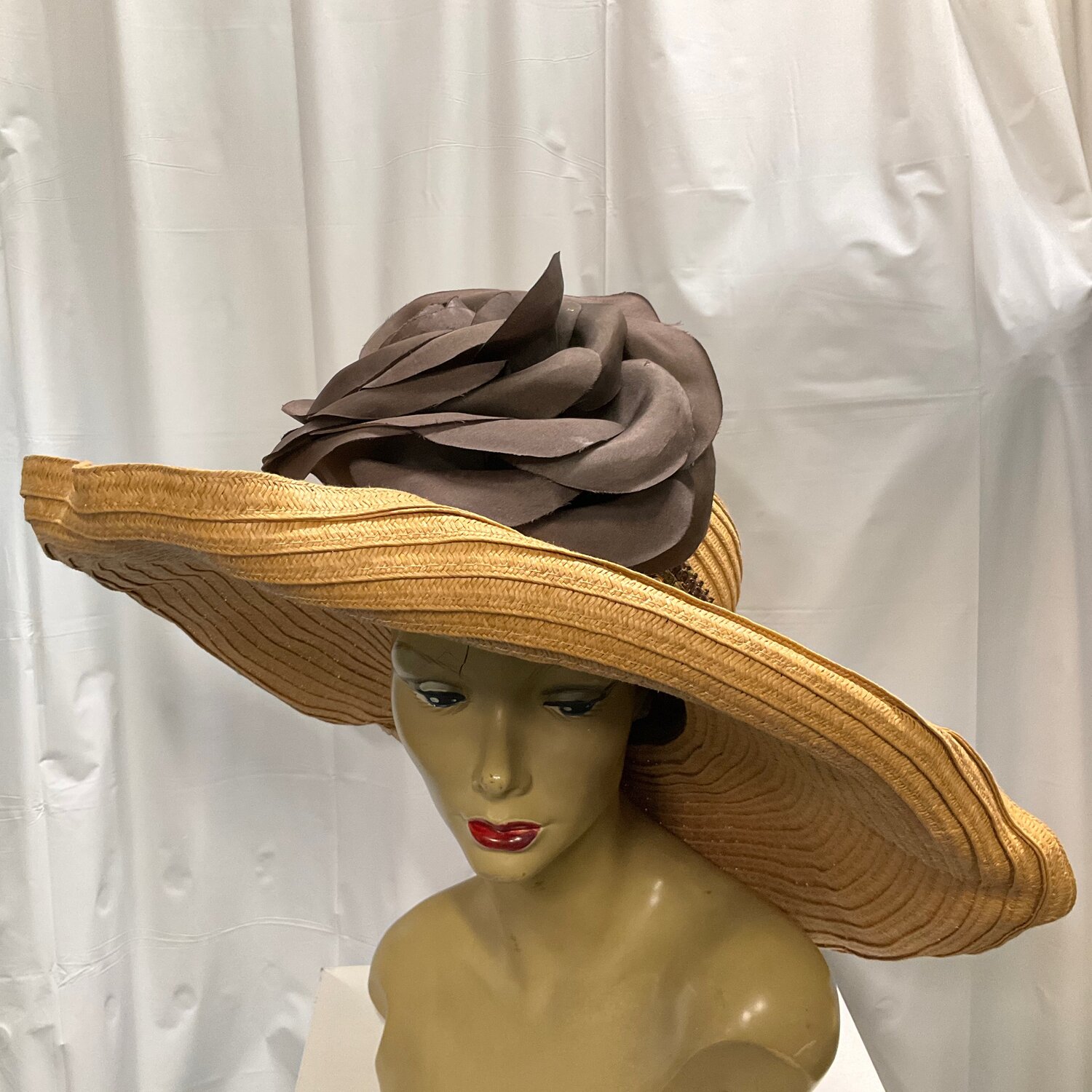 SH508 Tan extra wide brim straw hat — Harlem's Heaven Hats