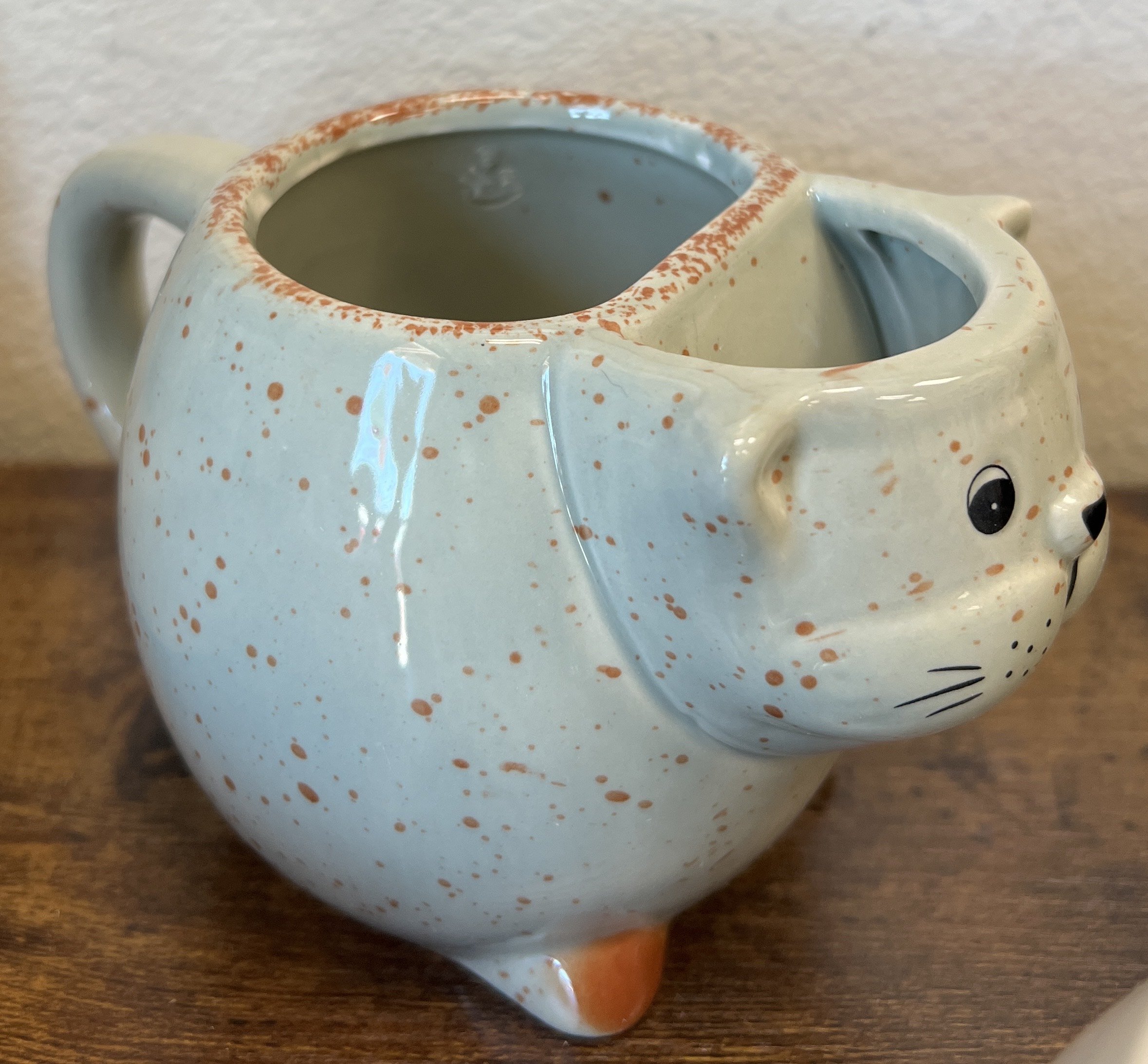 Green Cat Mug with Tea Bag Holder