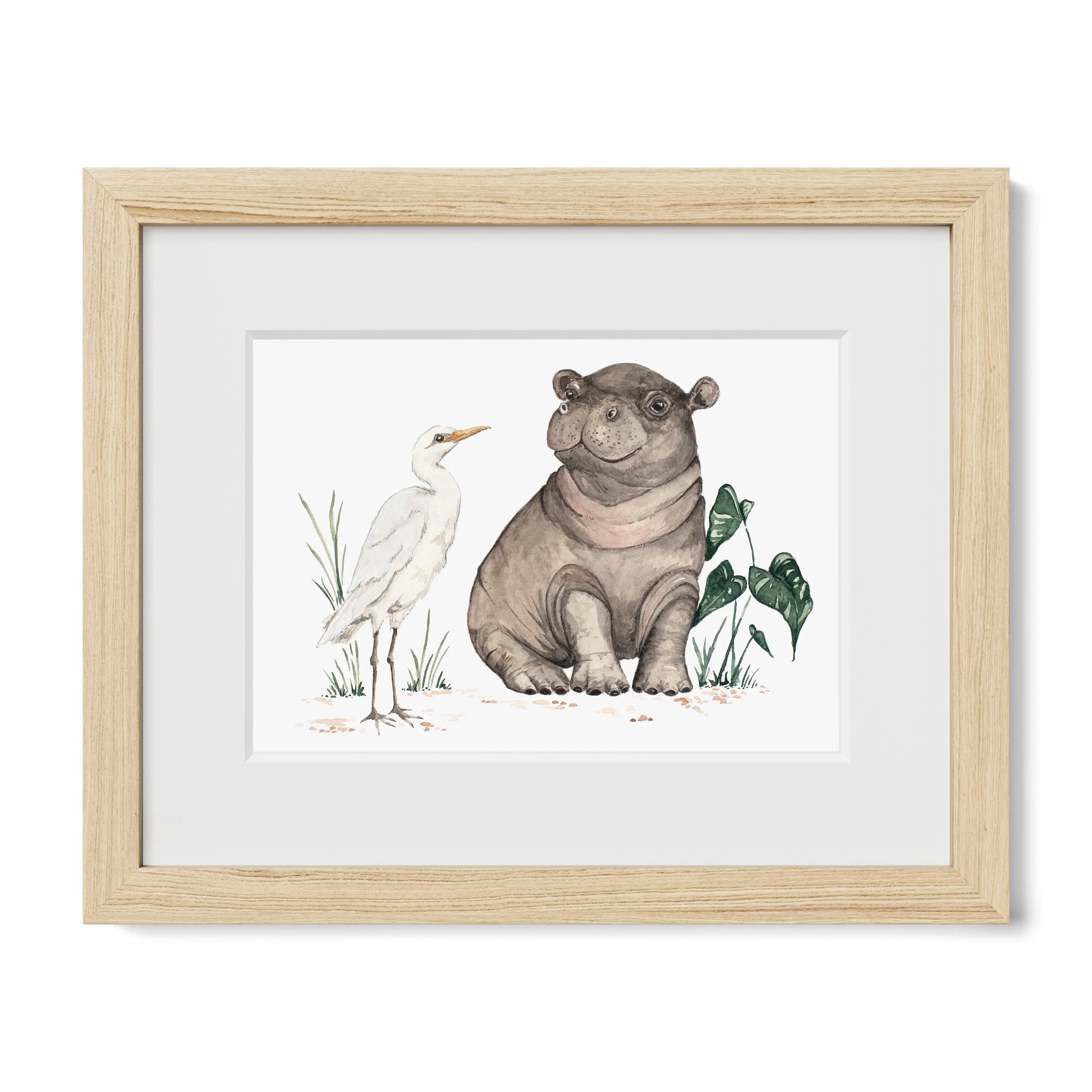 Hippo & Heron Print