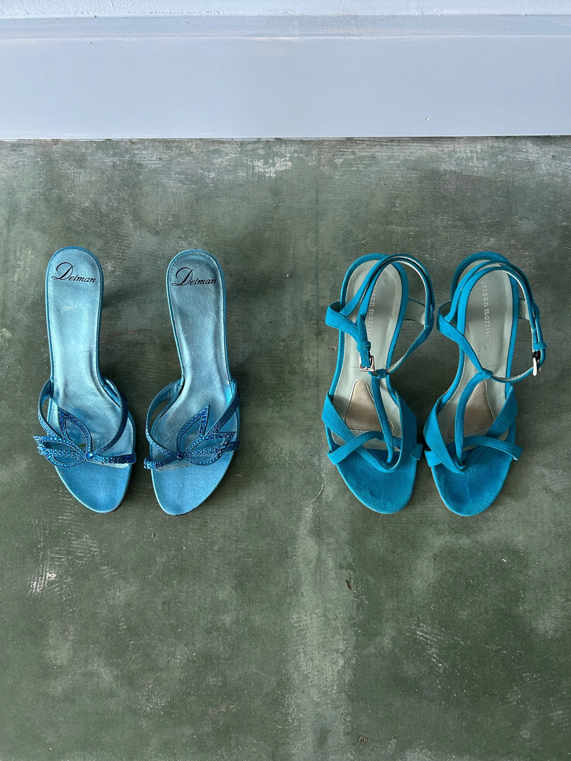 Sigrid Olsen and Delman Y2K teal heels