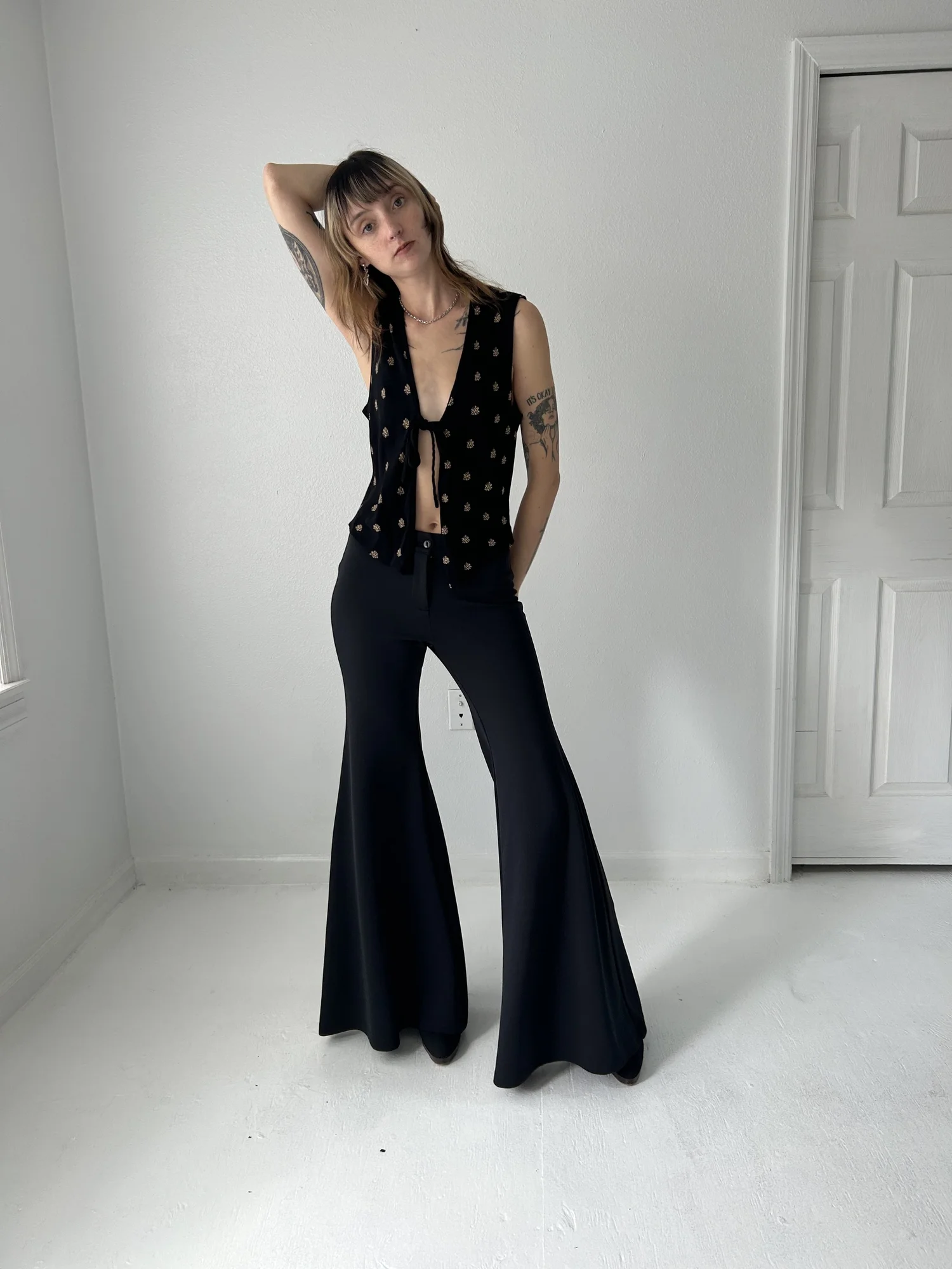 パンツ 90s archive dress flare trousers hype AZIZ flare trousers — Horizons Vintage