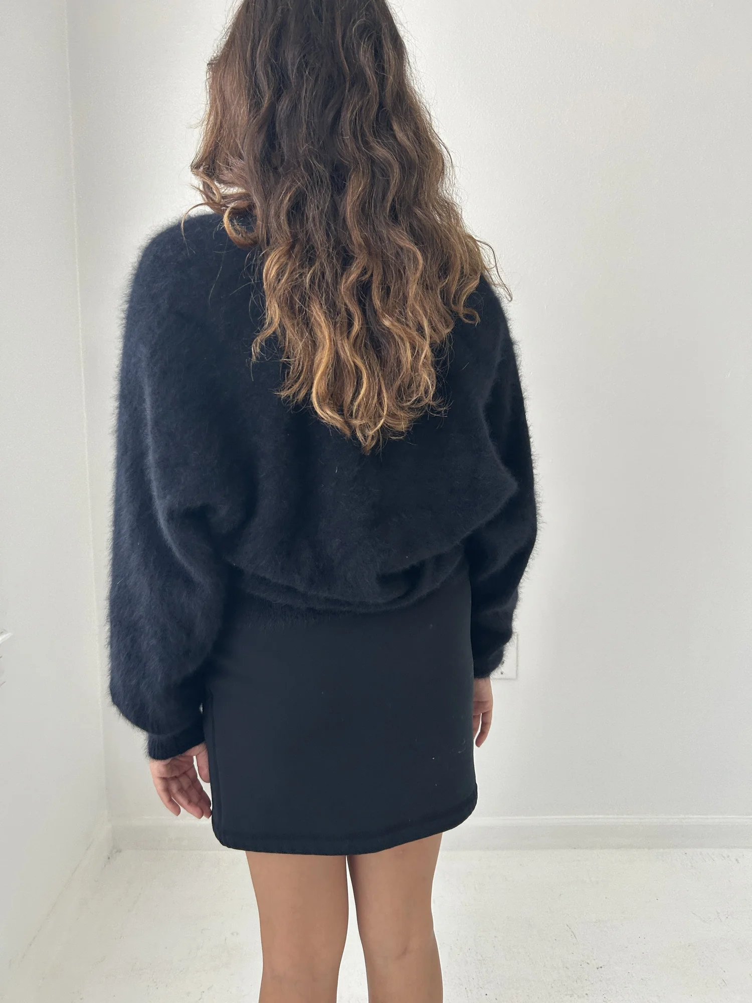 oversized black Angora cardigan — Horizons Vintage