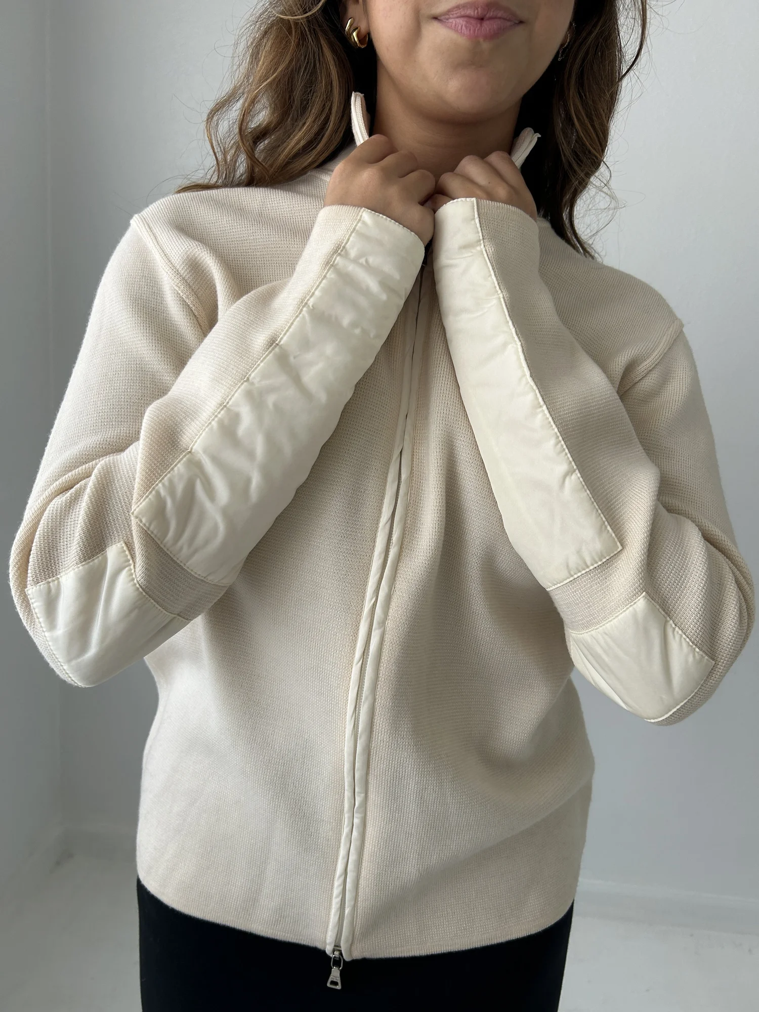 Prada cream zip up jacket — Horizons Vintage