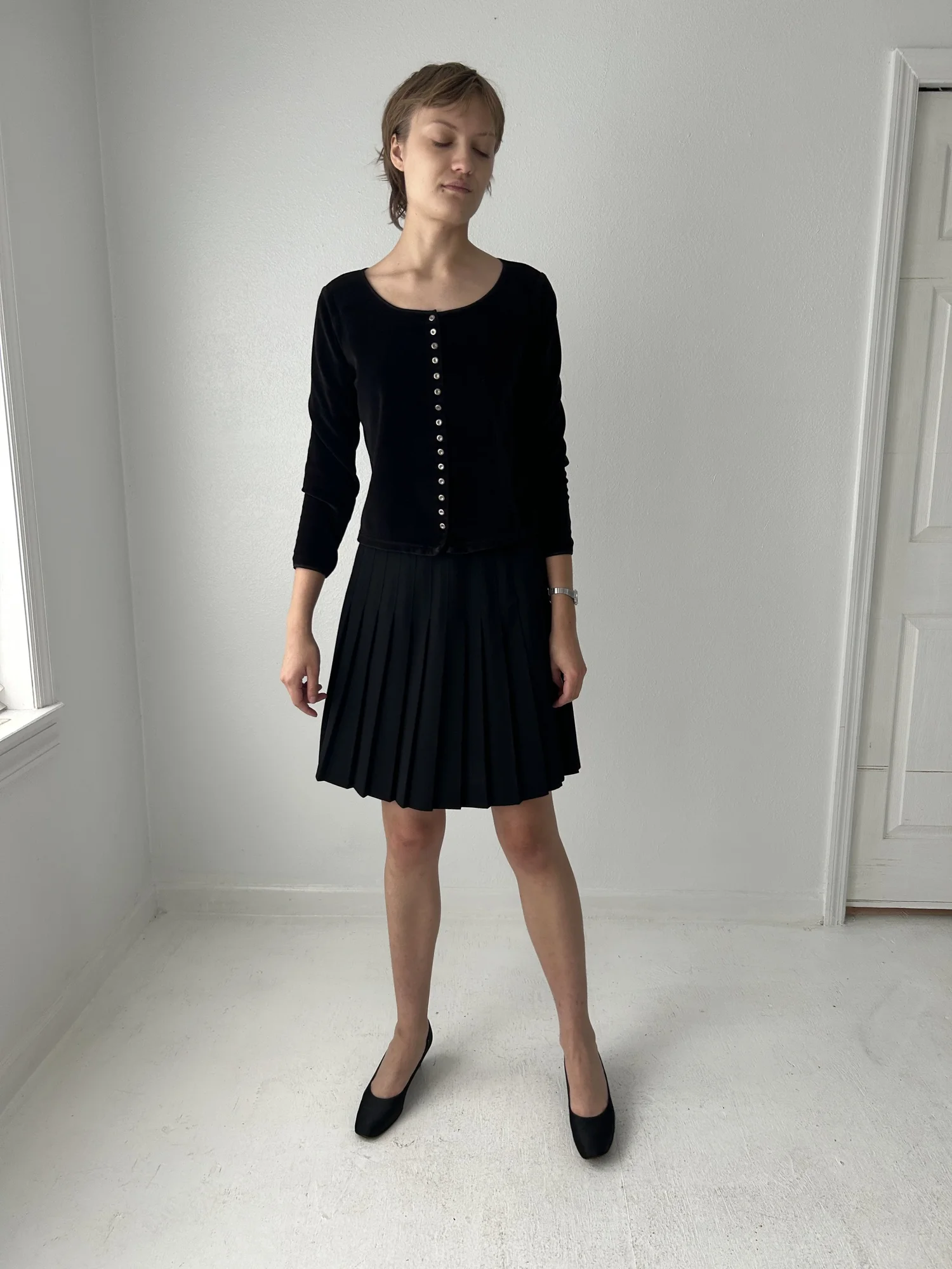 andmary ♡ Avrill ribbon tops Anni Pinstripe Shirt Black | Princess Polly