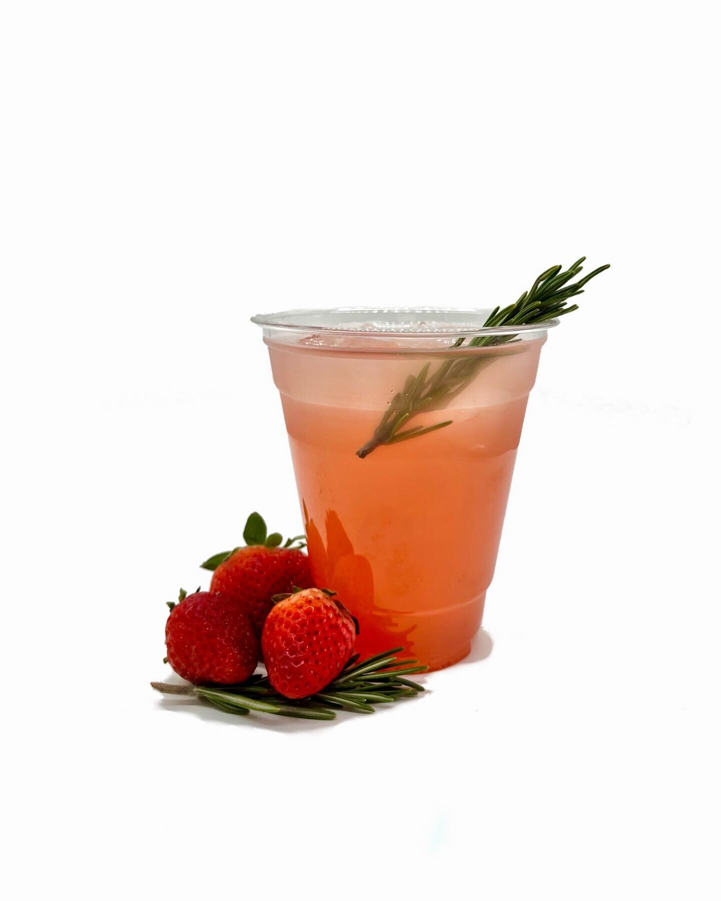 Introducing our second seasonal signature drink! Embark on a journey of refreshment with our Jet Lag&mdash;a vibrant strawberry energy drink adorned with a fragrant rosemary sprig. Select this tasty treat as an add-on during booking. 🍓🌱