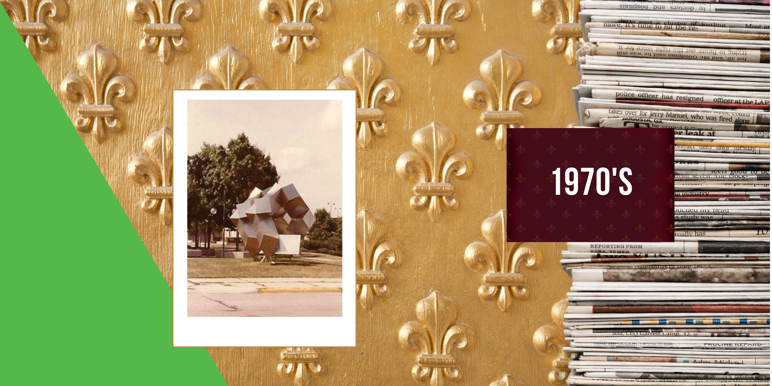 1975, May - Continuum, created by Paul T. Granlund (1973), winner of the Five Flags Sculpture Contest sponsored by Dubuque Art Association, is installed on 5th &amp; Town Clock Plaza