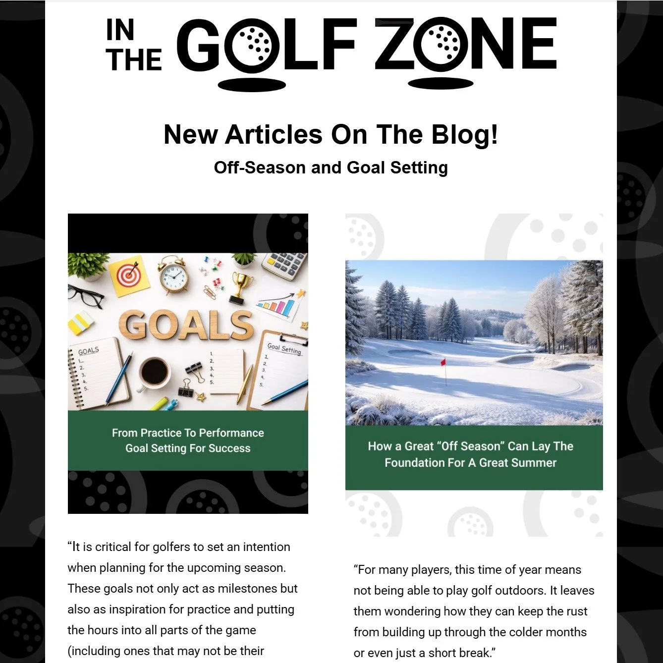 First newsletter of the year is live, featuring 2 articles from the blog on off-season improvement! Bothe were also features on the @hurricanejrgolf website. If you are serious about improvement this off-season, this is a great place to start.