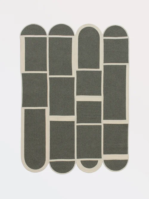 Quilt Rug Olive Cream Wool Poly (In Stock) by Grain
