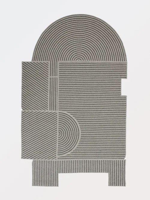 Lands Rug Large Light Grey / Dark Grey Wool (In Stock) by Grain
