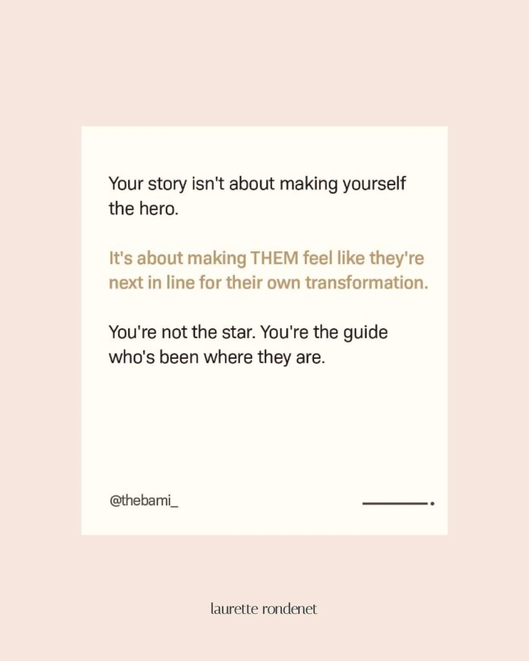 When @thebami_ shared this, he was talking about personal branding, but it&rsquo;s just as true when you&rsquo;re thinking about leadership, influence, and the legacy you&rsquo;re building.

Your story isn&rsquo;t about making yourself the hero.
It&r