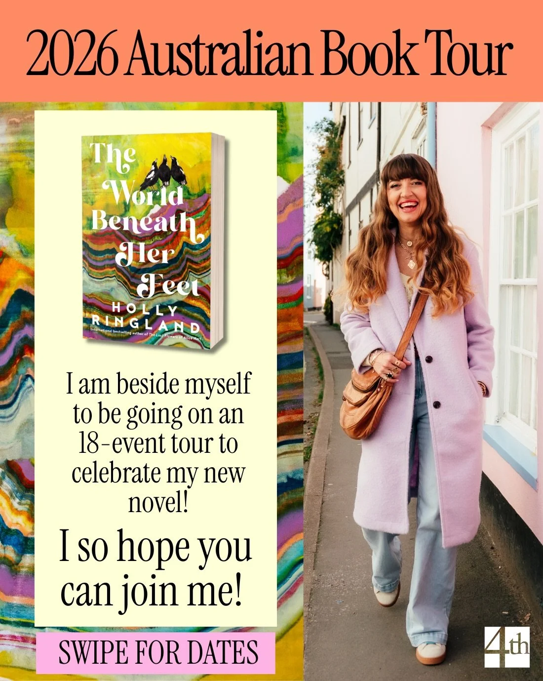 MAGGIE BYRD + I ARE GOING ON TOUR! COME JOIN US!
Tickets are now live for my 2026 Australian book tour for THE WORLD BENEATH HER FEET!
For the first time in four years, I&rsquo;m going on tour on home soil with a new novel. 18 events, end of August t