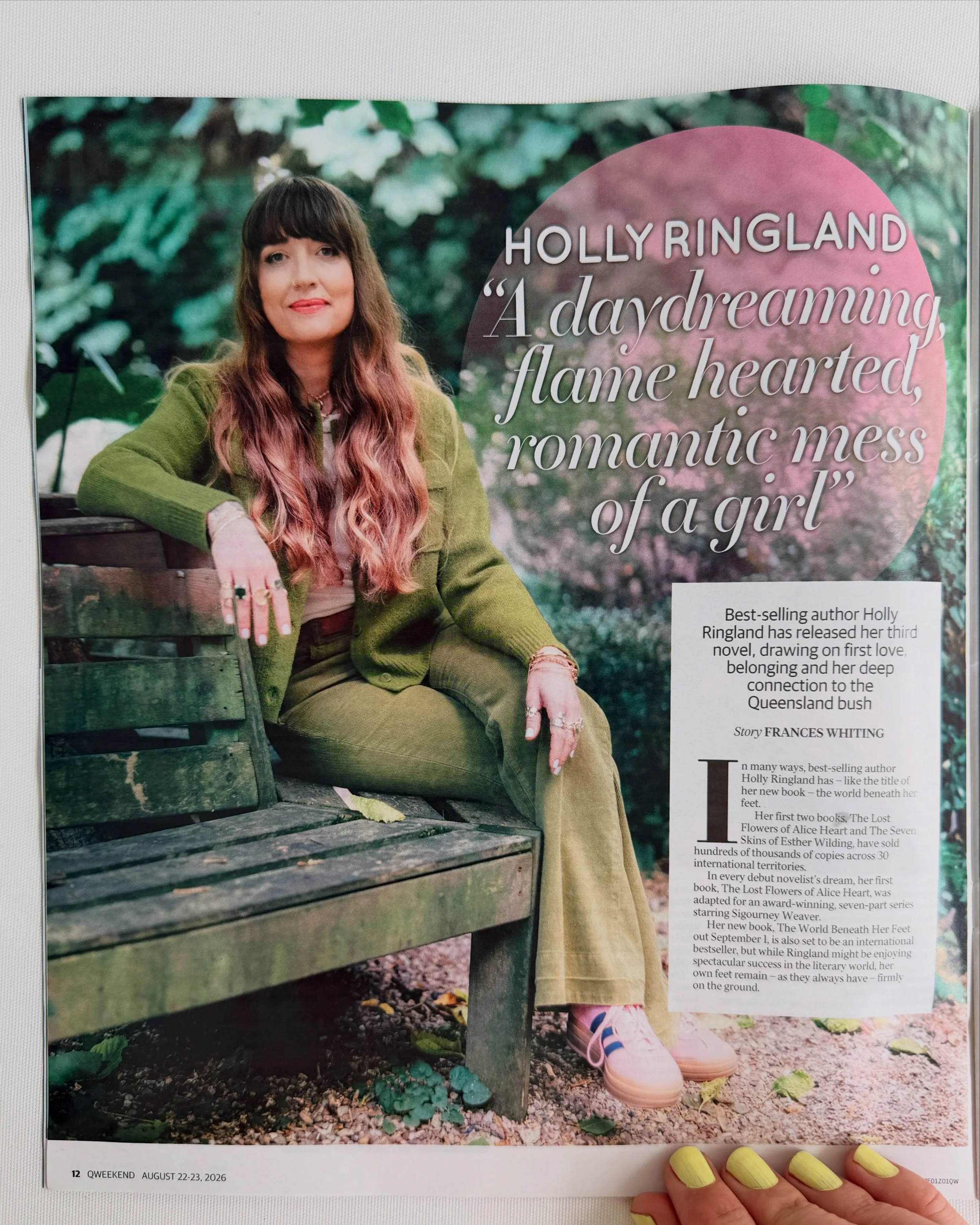 FOR ALL THE FLAME-HEARTED GIRLS. 

Thank you for this massive honour @frankywhiting @couriermail and our photos @hollybobbins_photographer. I&rsquo;m no island, and deeply grateful. 

THE WORLD BENEATH HER FEET IS OUT IN ANZ IN ONE WEEK.

❤️&zwj;🔥🐦