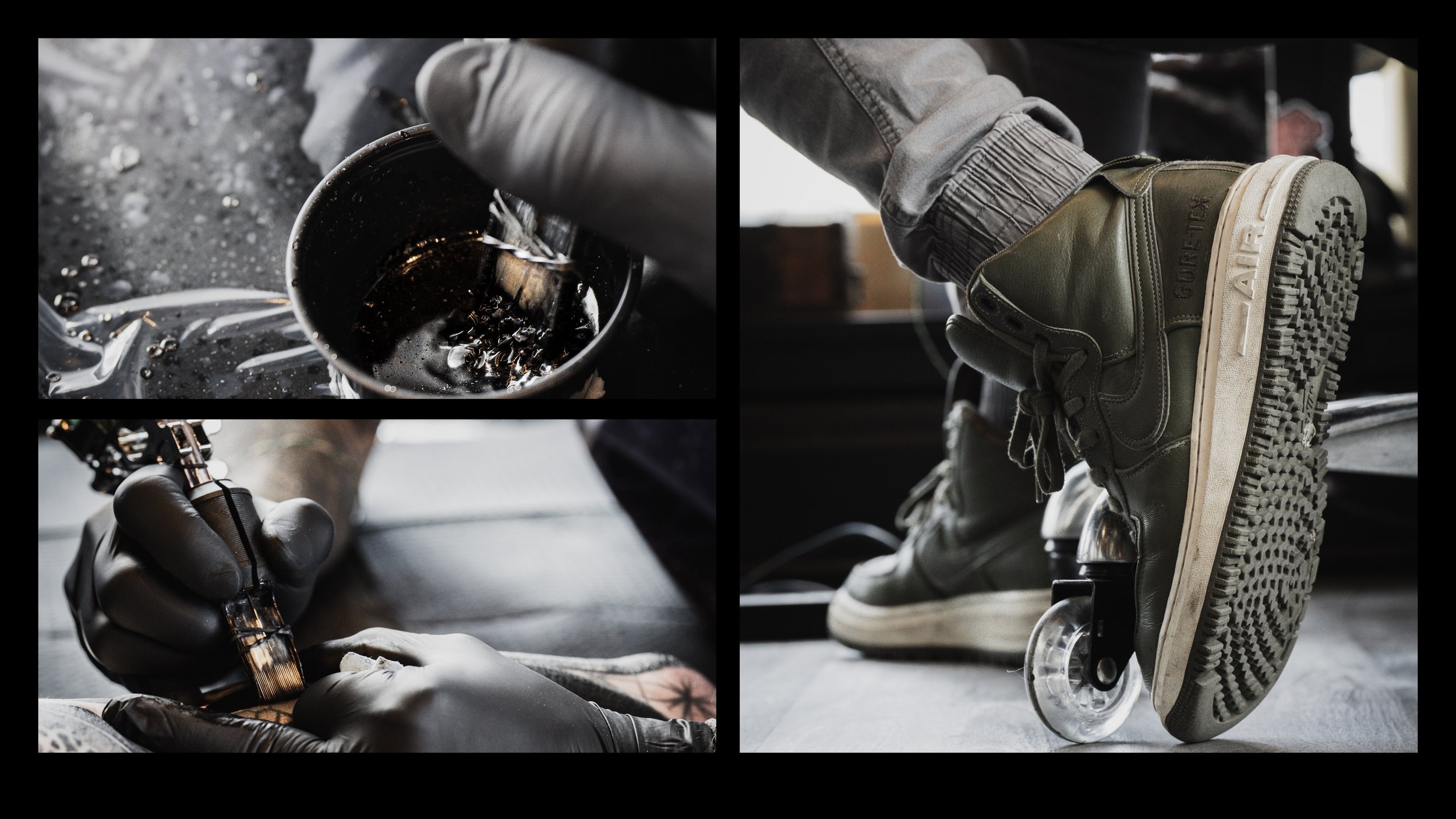 Dark Light Tattoo artists working on Apr. 16, 2022, in Fort Collins, Colo. Atlan takes pride in the shop's high standards for art, equipment and staff. "While we keep the shop environment relaxed and fun, we still care a ton about quality," Atlan sai