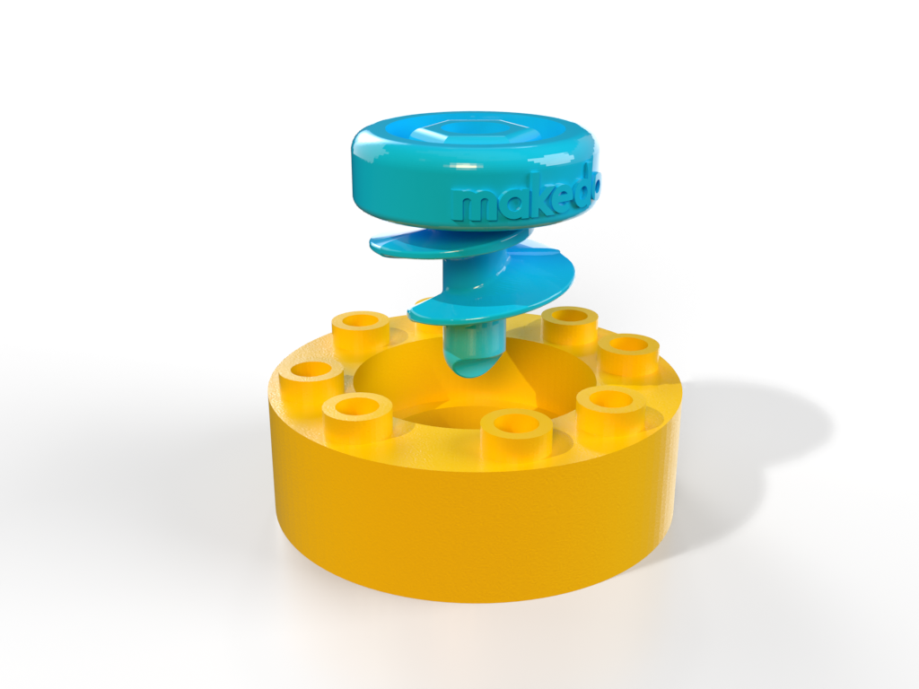 The LEGO Ring is designed to be used with classic LEGO construction blocks. It can be attached using one Makedo Scru.