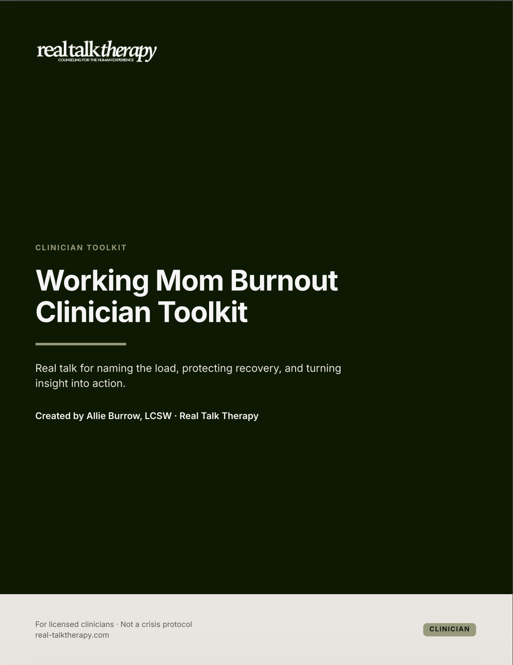 Working Mom Burnout Clinician Toolkit