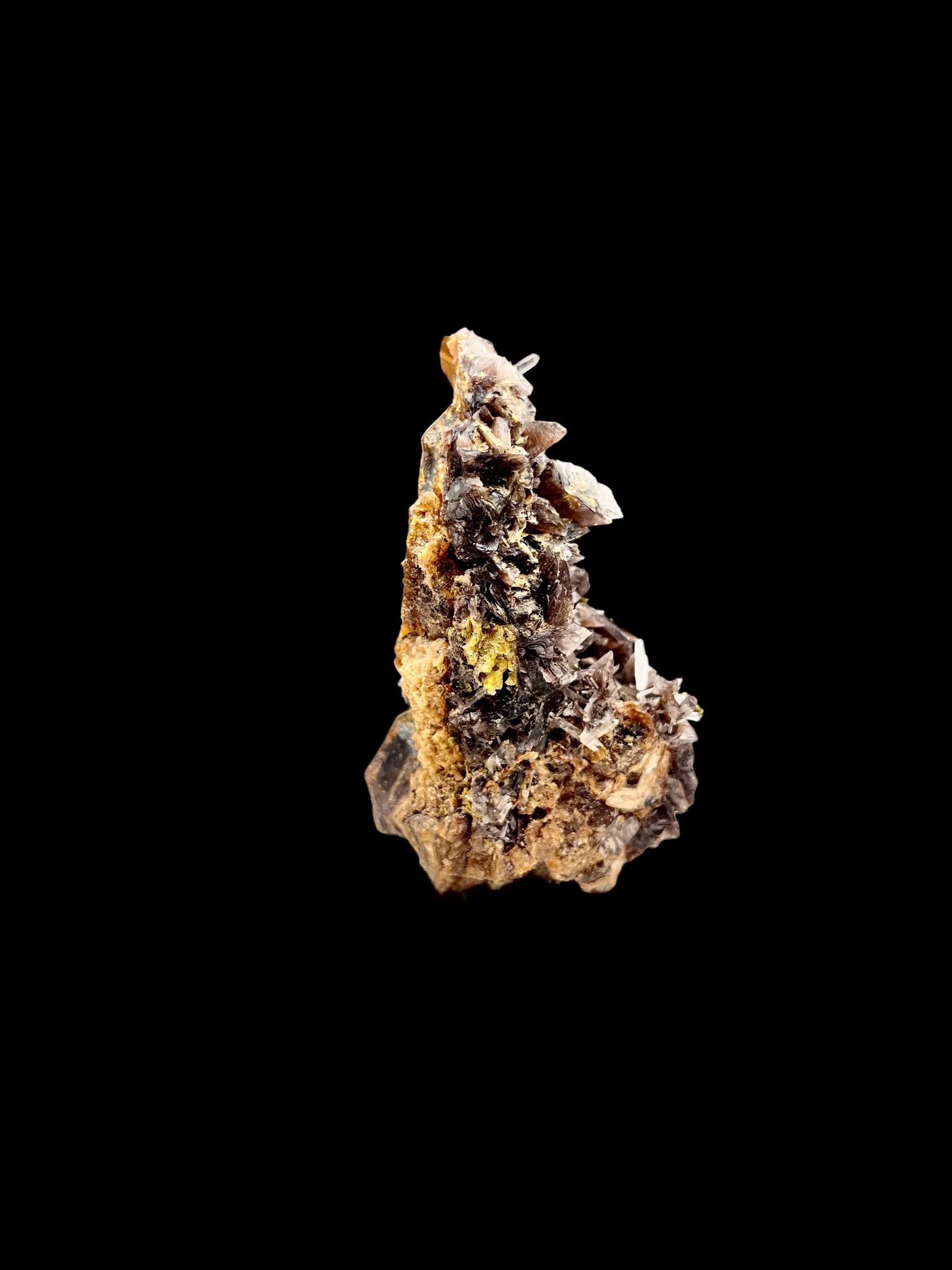 multi mineral specimen andradite axinite epidote quartz Huaros Peru cabinet specimen