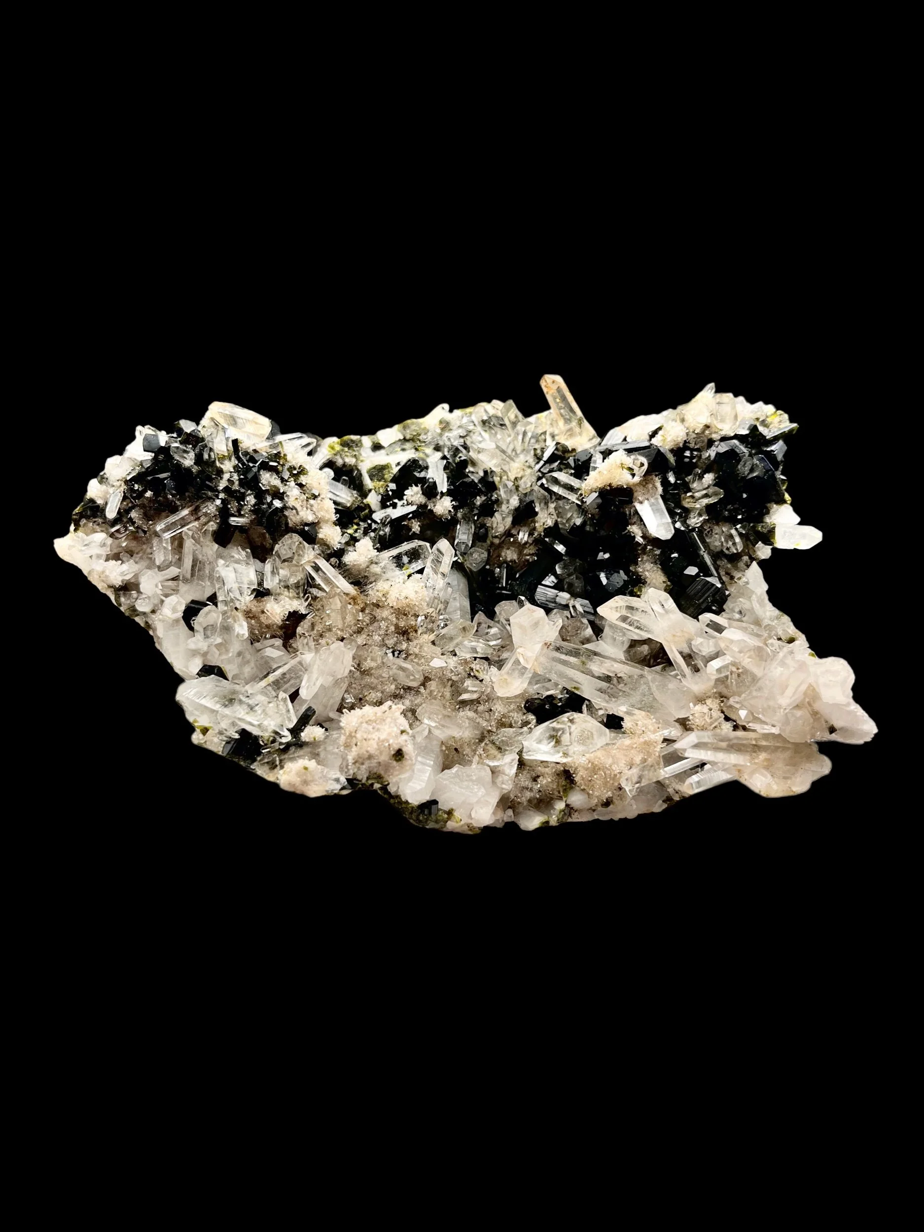 epidote crystals with quartz cluster mineral specimen Huaros District Lima Peru