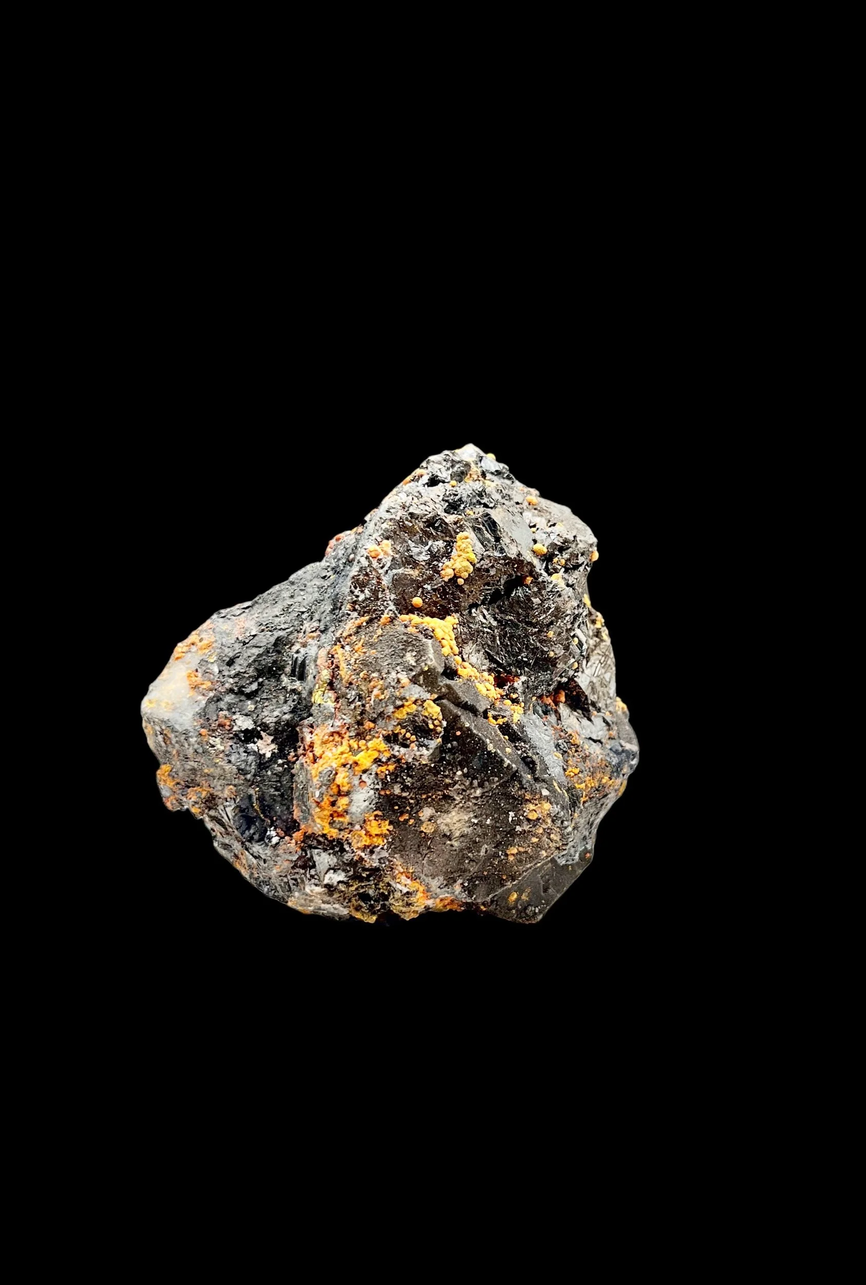 realgar crystals on galena Palomo Mine Peru