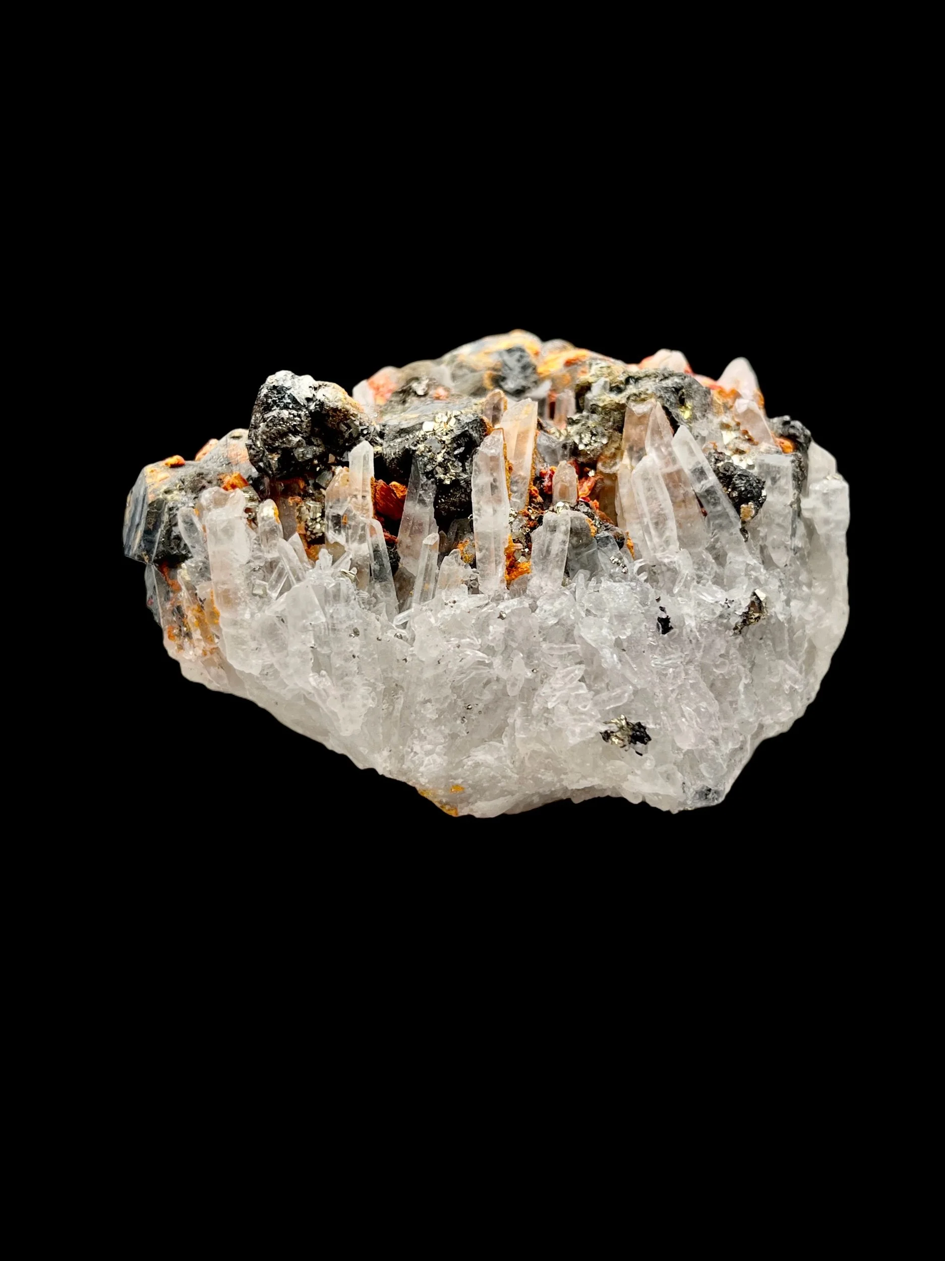 realgar crystals on quartz and galena matrix Peru