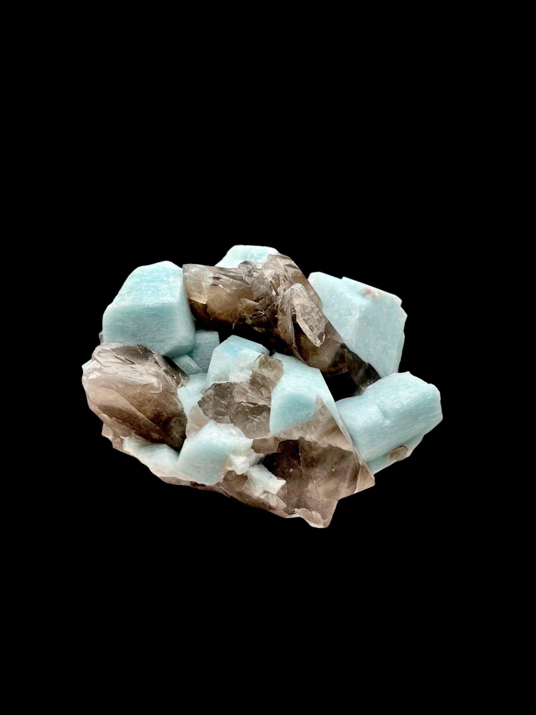 Amazonite smoky quartz cluster on feldspar matrix Pikes Peak Colorado