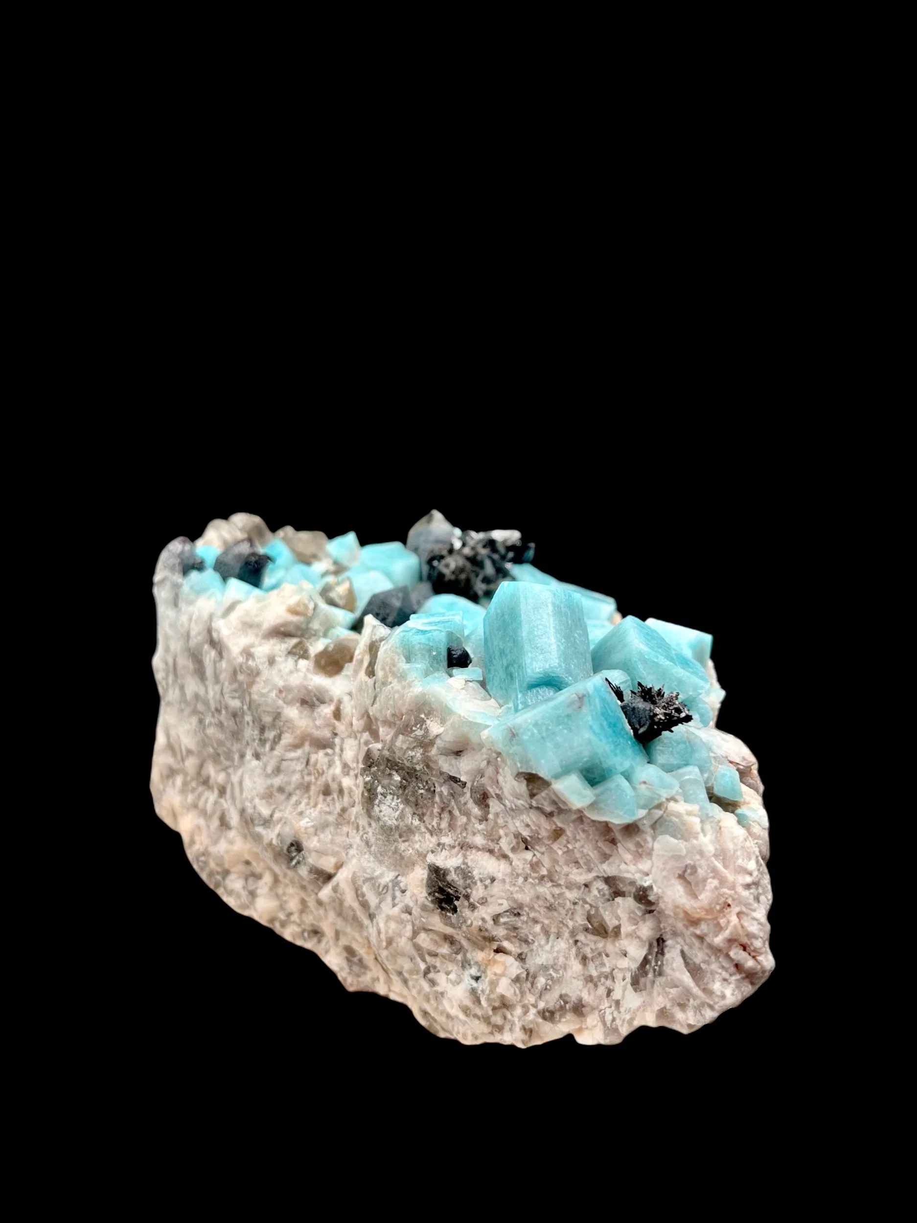 Collector mineral specimen amazonite smoky quartz goethite combination