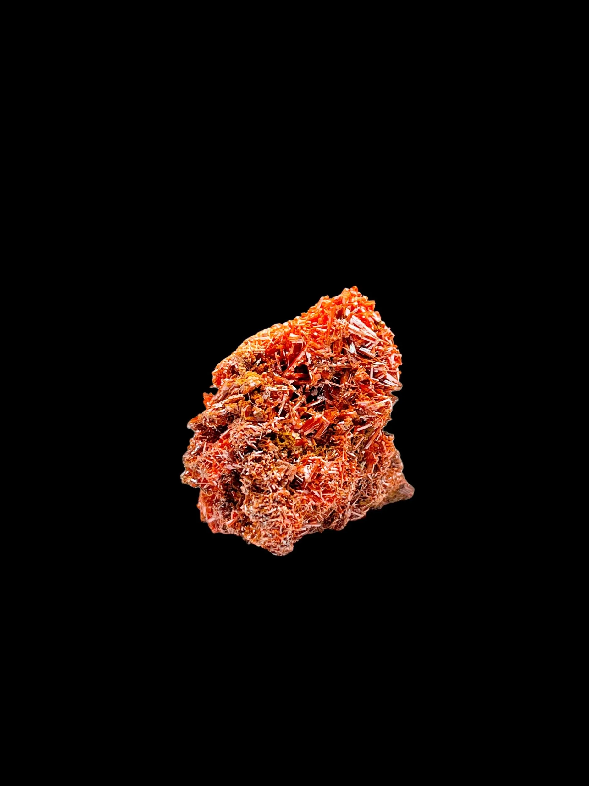 Crocoite cavity crystals high saturation orange red Tasmania mineral specimen