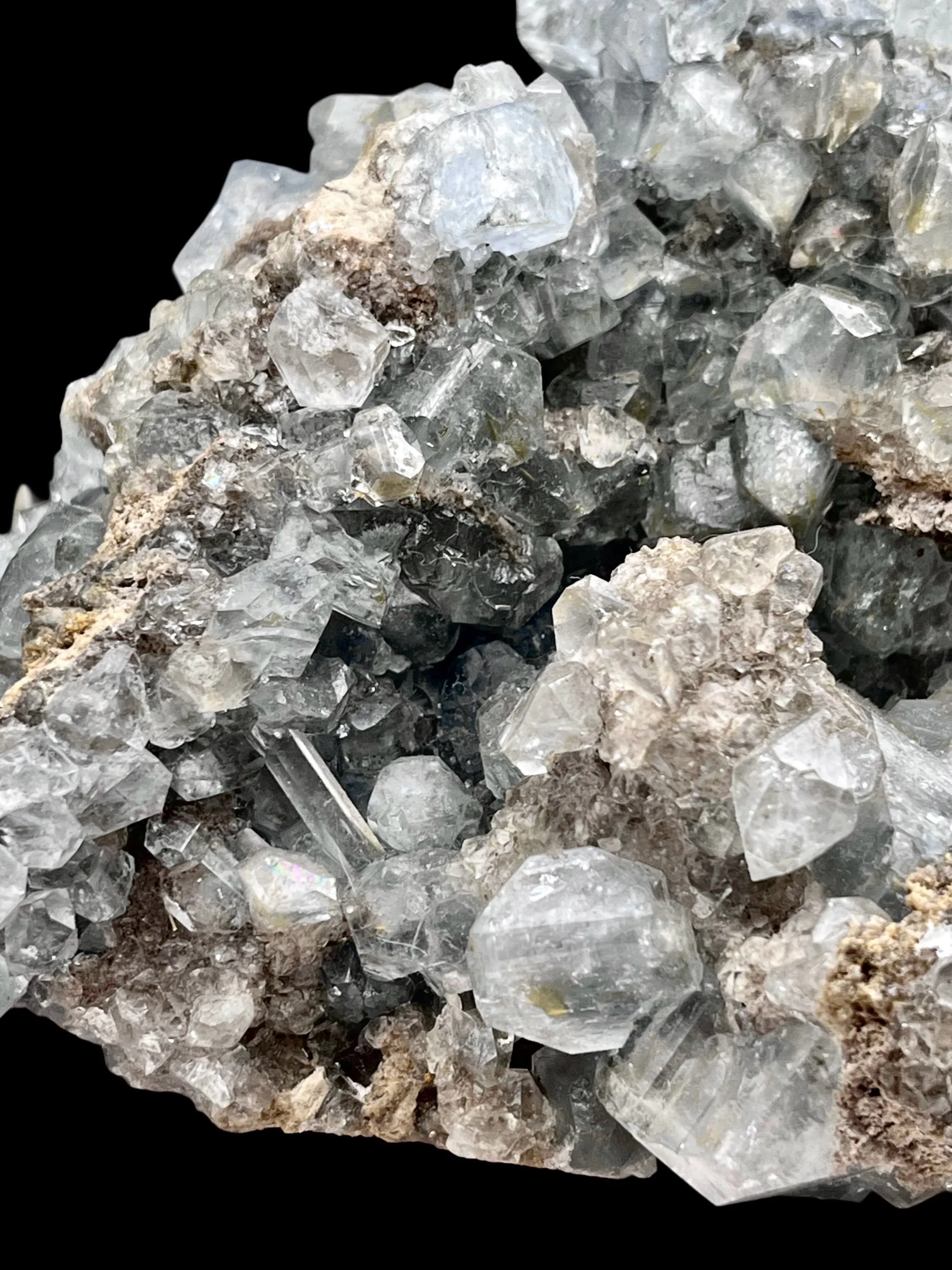 celestite specimen showing glassy crystals and natural matrix