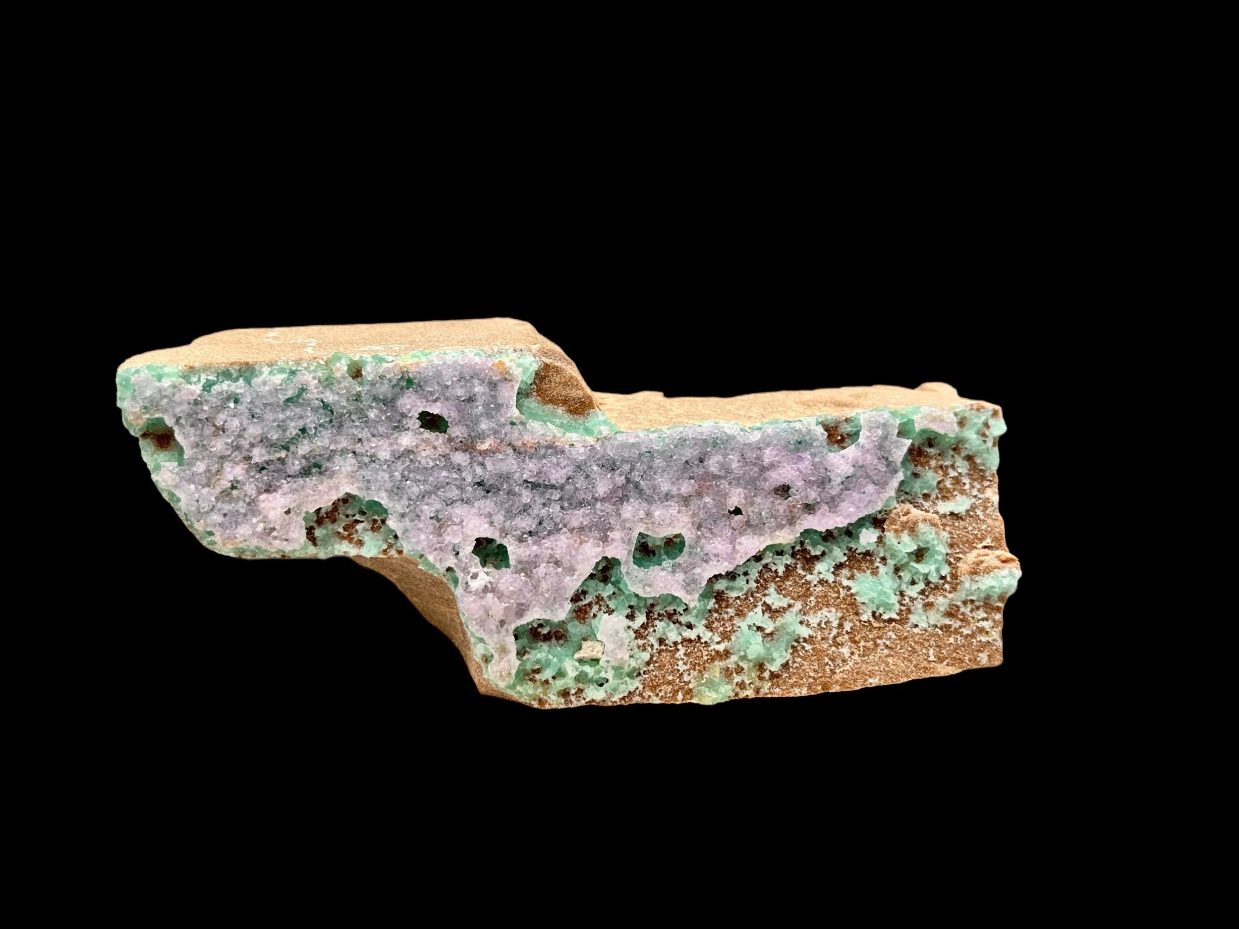 amethyst druzy on green fluorite Nancy Hanks mine specimen